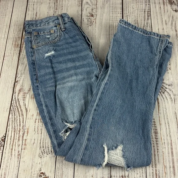 Aeropostale Destroyed button fly blue jeans Size 6 - Picture 9 of 12